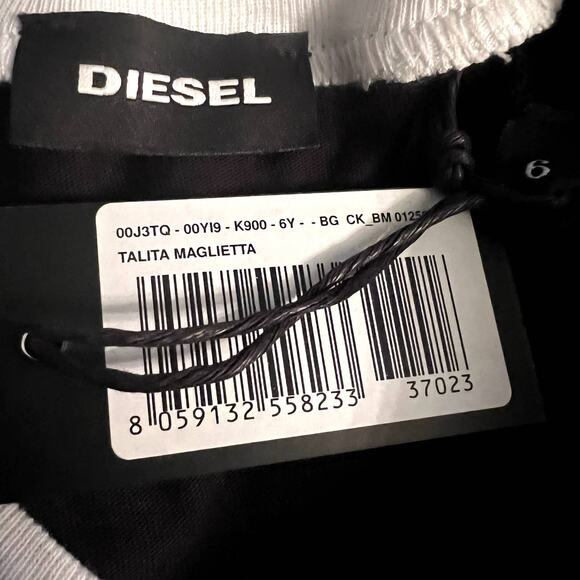 Diesel Kids T Shirt Black Talita Maglietta Graphic Glitter Logo Girls Sz 6 NWT - Picture 3 of 4